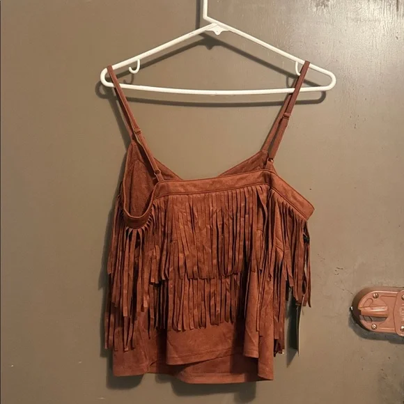 Idyllwind Brown Fringe Tank Top - Picture 2 of 8